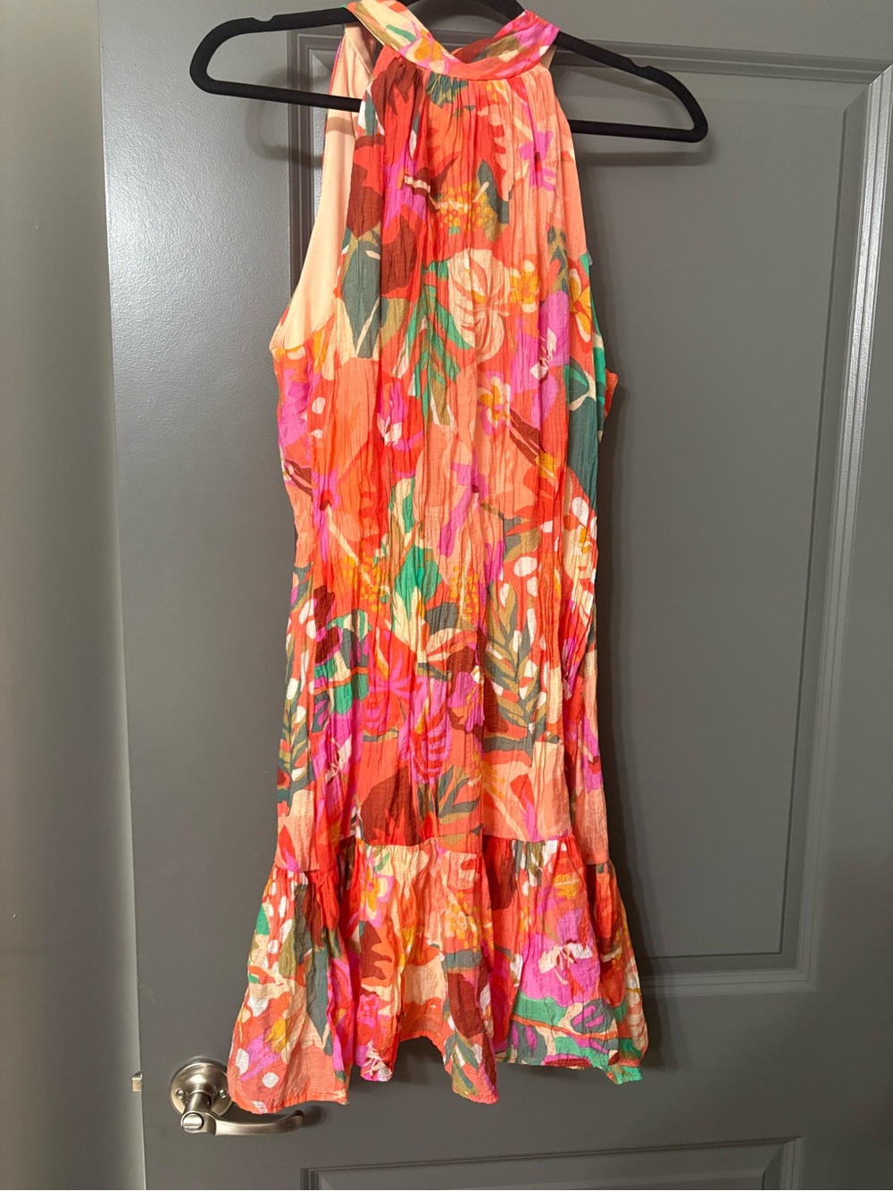 Floral Halter Sundress in Coral Pink